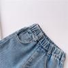 Calça Jeans Feminina Primavera e Outono 2026 Nova Jeans Patchwork Estiloso para Crianças Pequenas, Calça Reta Versátil e Fashion