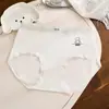 Calcinha Feminina 10A de Algodão de Fibra Longa, Respirável, Cintura Média, com Forro de Seda, Simples e Confortável, Amiga da Pele, Design de Urso