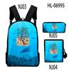 Mochila de Calavera de Verano Nueva 2022 + Bolso de Hombro + Estuche para Lápices Juego de Tres Piezas para la Escuela Bolsa 3D