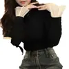 Transfronterizo una generación de otoño e invierno de terciopelo lijado acolchado cálido por dentro manga de cuerno manga larga camiseta chaqueta interior para mujer
