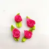 Rosa de fita de 1,5 cm flor pequena feita à mão folha de oito caracteres dois pontos rosa chá Guirlanda DIY Adorno de cabeça Embalagem de presente flor pequena