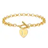 Pulsera del Alfabeto de 26 Letras Más Vendida de Amazon para Mujer, Colgante en Forma de Corazón de Acero Inoxidable, Pulsera de Cadena O a la Moda Transfronteriza
