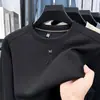 Sudadera pesada para hombre de 360g, nuevo estilo otoño 2026, engrosada, casual, corte holgado, color liso, versátil, sudadera para hombre con cuello redondo