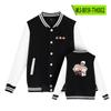 Uniforme de béisbol de manga larga estilo americano de moda para hombre y mujer, chaqueta de estudiante con estampado de guerra de espalda de mantra de nuevo estilo transfronterizo para otoño e invierno