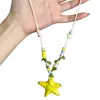 Collar con colgante de estrella de mar amarilla con cuentas, estilo vacacional en la playa, ambiente veraniego, estilo dulce tipo ins, gargantilla de alta gama