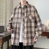 Camisa a Cuadros de Manga Larga para Hombre Nueva Otoño 2026, Moda Tendencia con Diseño Único de Etiqueta de Color, Camisa Casual para Hombre