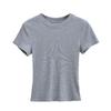 2024 Verano Nuevo Estilo Europeo y Americano Básico Cuello Redondo Alta Elasticidad Ajustado Adelgazante Apilado Manga Corta Camiseta Top Corto de Mujer