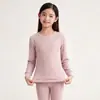 Ropa interior de algodón puro para niñas, capa base cálida de otoño e invierno para niñas pequeñas y estudiantes, pijamas para niños, top de cuello redondo para niñas pequeñas