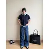 Directamente del fabricante: Camisa de Verano Unisex de Manga Corta Falsa de Dos Piezas, Marca de Moda con Camiseta Patchwork, Estilo Universitario Americano de Peso Pesado