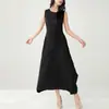 Ropa plisada Miyake Verano Nuevo vestido Faldas de Comercio Exterior para Mujer Chalecos sin mangas de Verano para Mujer Vestido Temperamento Sentido de Alta Gama