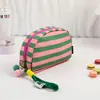 Nueva Bolsa de Maquillaje Rayada con Conchas Organizador Portátil de Artículos de Tocador Bolsa Pequeña de Lavado para Viaje Bolsa de Gran Capacidad