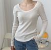 Nuevo Suéter de Otoño Temprano Estilo Coreano Estilo Blogger Adelgazante Ajustado Moda Elástico Top Básico para Mujer