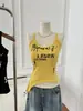 Camisola irregular con estampado de letras de chica picante estilo americano para mujer, diseño de verano con dobladillo ajustado, top moderno