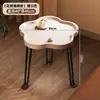 Mesa Redonda Pequeña, Mesa de Café Móvil, Mesa Lateral para Sofá, Mesa de Esquina de Nogal, Mesa Lateral Plegable, Mesa de Té para Balcón, Mesa con Estante de Almacenamiento