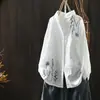 Camisa de algodão de gaze dupla, solta, com bordado de flor de videira, estilo cartoon artístico e fresco, para bebê e mulheres, manga longa, base