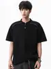 Camiseta Pulôver Manga Curta Gola Henley Tendência Nova Verão Jovem High Street Americana
