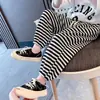 Pantalones Rayados para Niños Niñas Bebé Moda Casual Largos Estilo Coreano Jogger Pants de Chándal Niños Niñas Pantalones con Puño