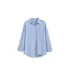 Camisa Azul Moda Casual 2026 Primavera y Otoño Nuevo Estilo Reductora de Edad Camisa de Manga Larga Chal Top de Dos Piezas para Mujer