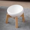 Fabricante Muji Tazón de Cerámica para Mascotas con Boca Inclinada, Tazón de Gres para Gatos, Soporte Elevado de Madera Maciza para Proteger la Columna Cervical, Tazón para Comida, Tazón para Perros de Buena Calidad