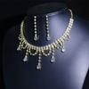 Collar de dos piezas con borlas largas y gotas de agua, con diamantes de imitación, ideal como regalo para mujer, para vestido de novia o para la cena.