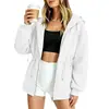 Jaqueta Casual com Capuz e Zíper de Cor Sólida de Comprimento Médio com Cordão na Cintura para Mulheres - Lançamento Outono/Inverno 2026 Europeu e Americano Amazon