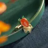 Brincos de Peixe Dourado com Banho de Ouro Prata S925 Método Antigo Imitação de Ouro Turquesa Vermelho Sul Brincos Brincos Brincos Femininos Anel Auspicioso