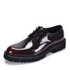 Zapatos de cuero formales nuevos para negocios zapatos de cuero británicos con cordones punta redonda pequeña suela gruesa charol zapatos de hombre zapatos Derby