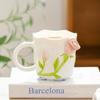 Sentido del Diseño Rosa Tridimensional Anaglifo Taza de Agua de Cerámica Corazón de Chica de Alto Nivel ins Regalo para Novia Taza de Cerámica
