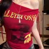 5152 # Estilo Nuevo de Verano Estilo Puro Deseo Estampado de Letras Camiseta Corta Ajustada Top de Una Pieza para Mujer con Copas
