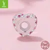 Nuevo Pulsera de Posicionamiento de Silicona con Corazón de Diamantes Completos, Cuentas y Corazón Dulce Femenino S925 Cuentas de Plata de Ley de Yinziyun