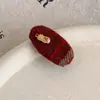 Grampo de Cabelo Vermelho de Tweed para Ano Novo com Franja, Presilha Lateral, Clipe BB, Grampo para Outono e Inverno, Acessório de Cabelo