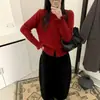 Suéter nuevo de estilo francés para mujer, con borde de volantes, juvenil, para primavera y otoño, adelgazante, holgado, tejido de ochos, top exterior
