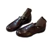 Mocasines Retro Tacón Grueso Estilo Británico Zapatos de Cuero Slip-on Zapatos Perezosos para Mujer Combinan con Todo Piel PU Planos de una Sola Capa Moda