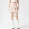 Falda de tenis para mujer, dos piezas de imitación, transpirable, anti-exposición, minifalda de fitness, entrenamiento de running, minifalda de yoga con abertura