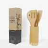 Juego de Ocho Piezas de Espátula y Cuchara de Cocina de Bambú Espátula Antiadherente Cucharón Espátula para Freír Colador de Ensalada Utensilios de Cocina Mango Largo