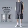 Conjunto de Camisetas sin Mangas para Hombre, Chaleco de Baloncesto de Seda de Hielo Delgado de Secado Rápido para Verano, Conjunto Casual Deportivo de Dos Piezas