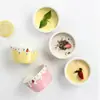 Taza de cerámica para pastel de fresa estilo INS al por mayor, tazón de postre rosa, tazón de yogur creativo, taza soufflé hecha a mano para el hogar