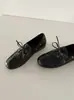 Mocasines de Piel Genuina Primavera 2026, Piel de Vaca Puntera Redonda Cierre de Cordones Frontal Corte Profundo Casual Planos, Zapatos Pequeños de Piel