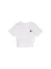 Camiseta Negra de Verano Nuevo Estilo con Cuello Redondo y Manga Corta para Mujer con Diseño de Letras Americanas, Top Corto Ajustado