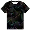 Camiseta de manga curta estampada digitalmente em 3D, popular no exterior, para o verão, solta, com efeito estereoscópico 3D para olho nu, sucesso europeu e americano
