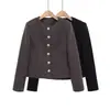 Roupas Femininas de Temperamento Transfronteiriço Europeu e Americano Moda Europeia e Americana Botões de Temperamento Transfronteiriço Gola Redonda Primavera e Outono Blazer de Botão Único