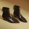 Botines Cortos de Tobillo con Punta Aguda para Mujer, Nuevo Estilo Otoño/Invierno, Cómodos, Tacón Medio Grueso, Cremallera Trasera, Botines Estilizadores
