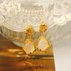 Pendientes Vintage de Calcedonia para Mujer, Estilo de Lujo Ligero, Clavitos Únicos y Elegantes, Pendientes Modelo Nuevo 2024