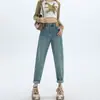Calça Jeans Harem Cintura Alta para Mulheres, Novo Estilo Primavera e Outono 2025, Tamanho Plus Outono e Inverno, Calça Dad Retro Cenoura Emagrecedora