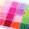 Fabricante Vende 24 Compartimentos Coloridos Perlas Imitación Redondas de Color Único y Doble Color Caja de Accesorios para Pulsera Colgante Hecha a Mano DIY Venta al por Mayor