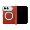 Compatible con carcasa de teléfono iPhone Duo, diseño de bloques de colores, carcasa plegable Apple 18 con eje central y fijación magnética, estilo minimalista