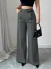 Calça Social Feminina Casual Elegante para o Trabalho, Cintura Alta, Corte Reto Solto, Nova Coleção Outono/Inverno 2025, Europeia e Americana Transfronteiriça