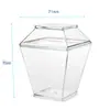 Copo Mousse Quadrado Transparente 200ml 7oz Copo de Farelo de Madeira Copo Tiramisu Copo Plástico Descartável