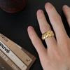 Anillo de flor hueca para mujer, ligero, lujoso, exquisito, elegante, apilado, estilo cortesano, anillo de dedo abierto chapado en plata S925, anillo de dedo con forma de comida, moda