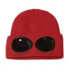 Gorro de Esqui para Homens e Mulheres, Gorro de Óculos para Outono e Inverno, Óculos de Esqui, Gorro Esportivo de Tricô, Gorro de Aviador com Óculos de Sol, Gorro Quente à Prova de Vento
